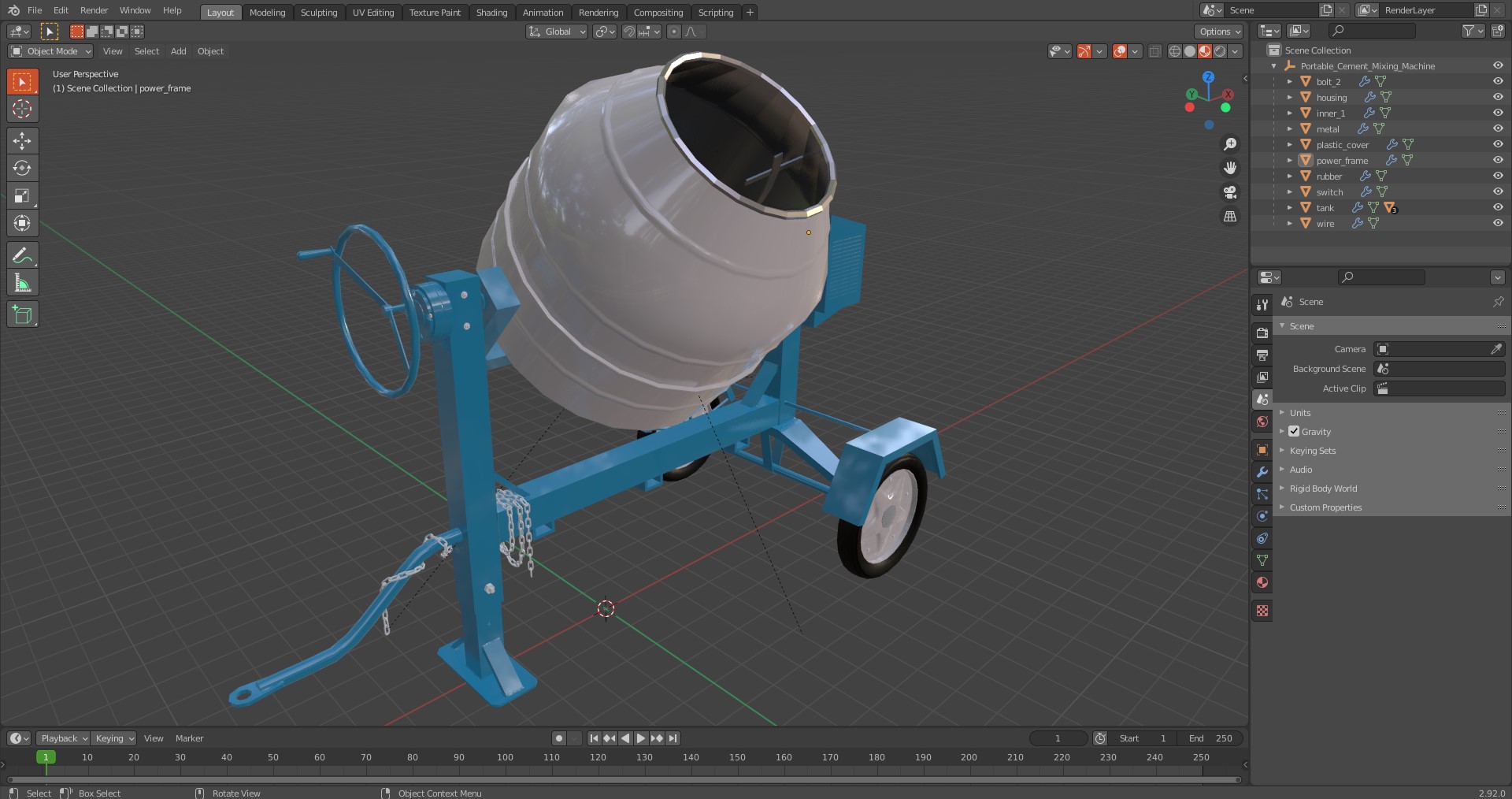 3D model Portable Cement Mixing Machine