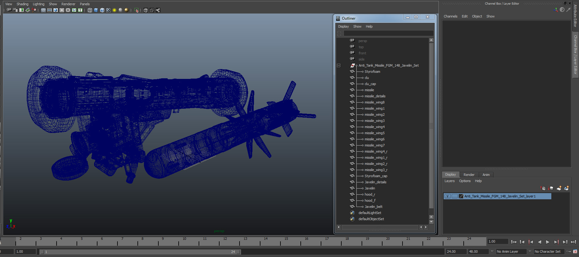 Anti Tank Missile FGM 148 Javelin Set 3D