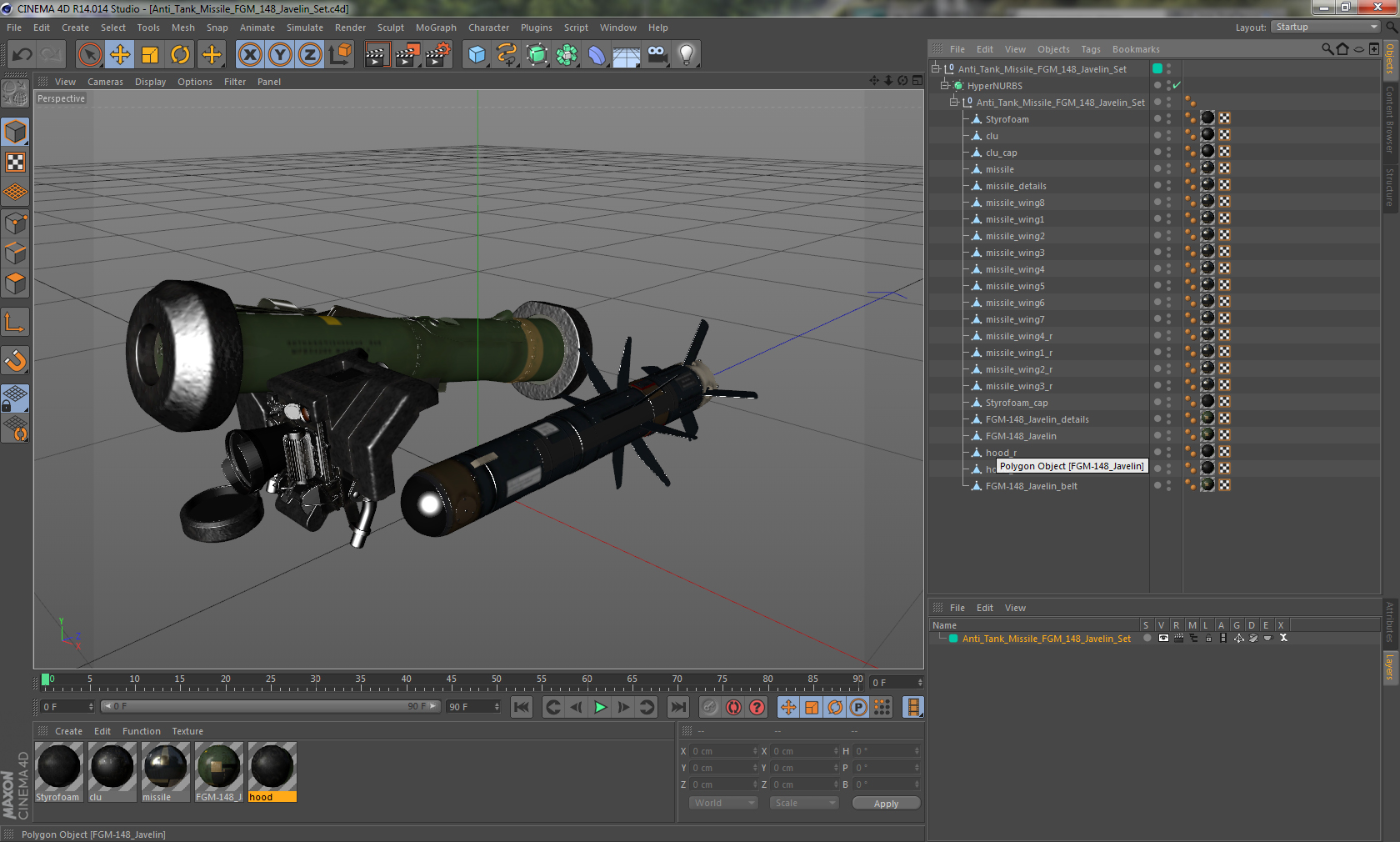 Anti Tank Missile FGM 148 Javelin Set 3D