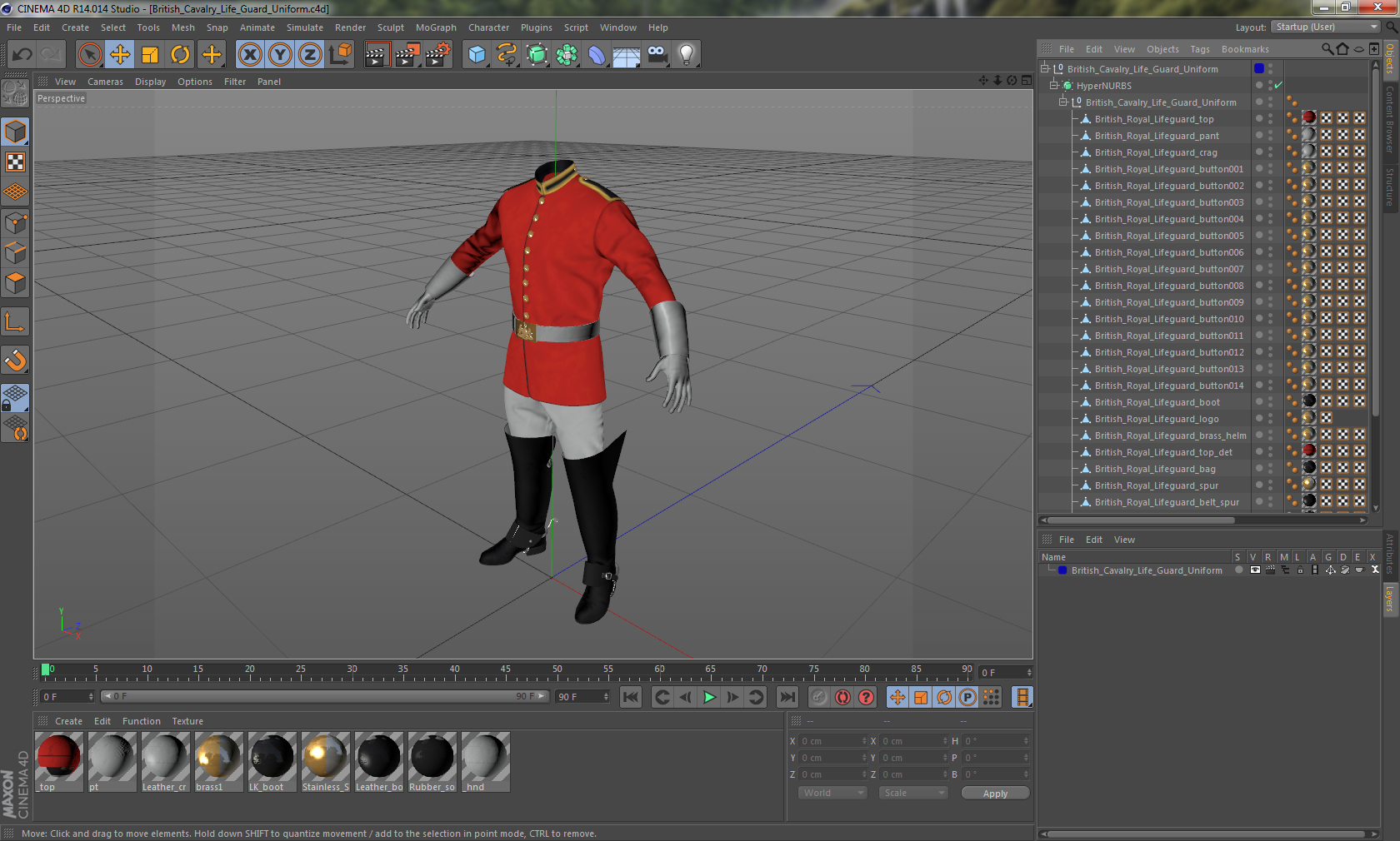 British Cavalry Life Guard Uniform 3D model