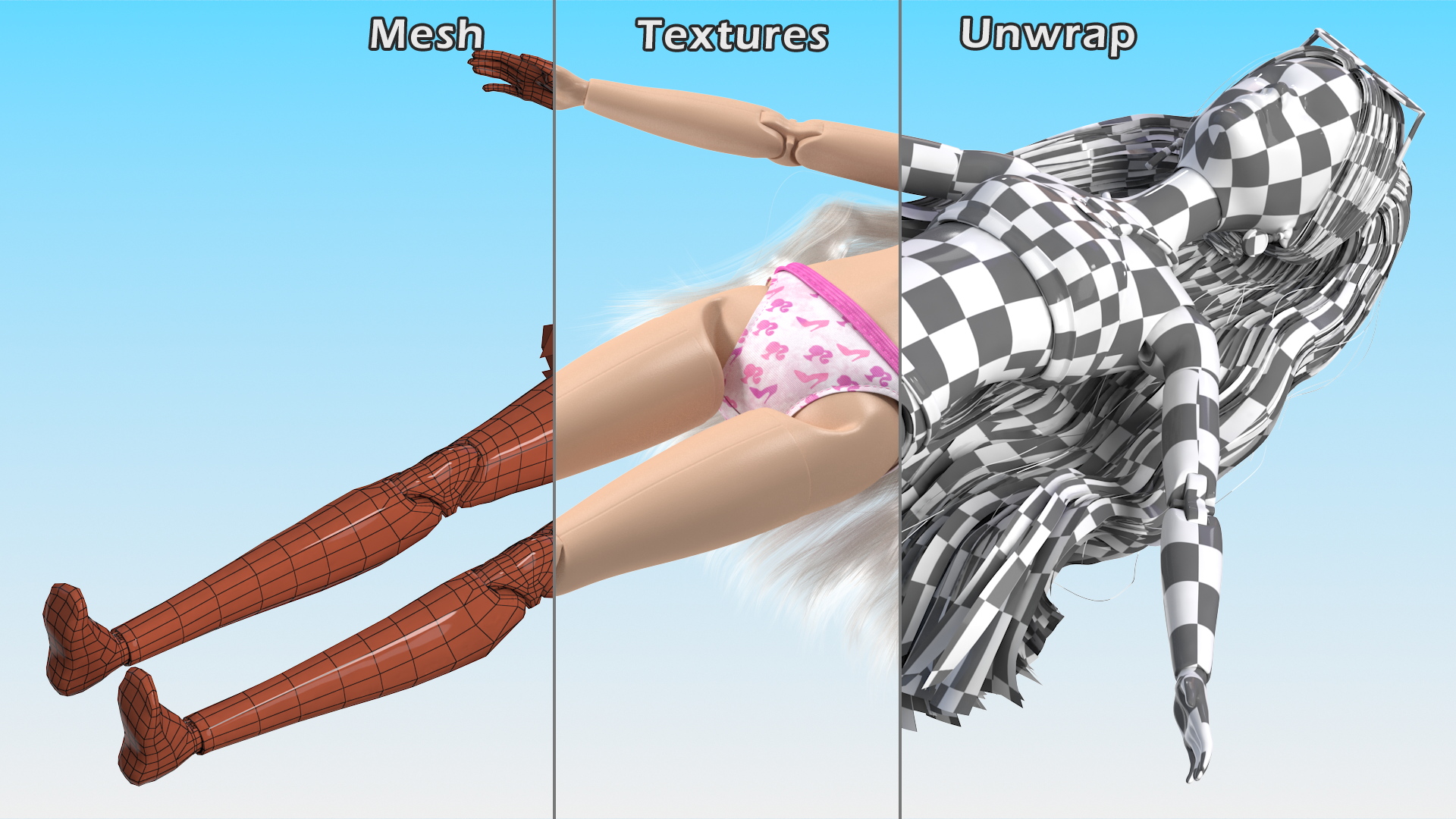 3D Barbie Doll Swimsuit Rigged for Cinema 4D