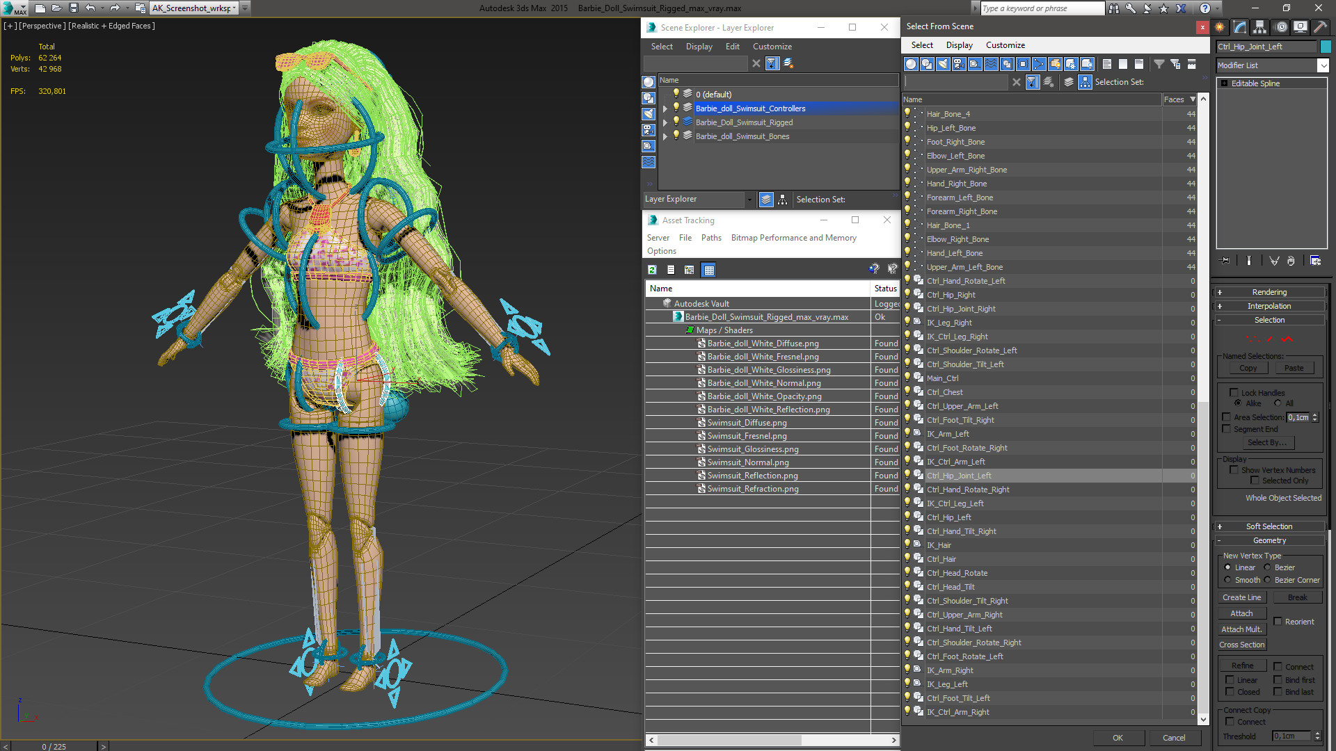 3D Barbie Doll Swimsuit Rigged for Cinema 4D