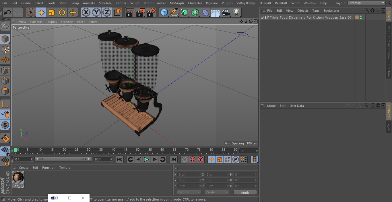 3D Triple Food Dispensers For Kitchen Wooden Base
