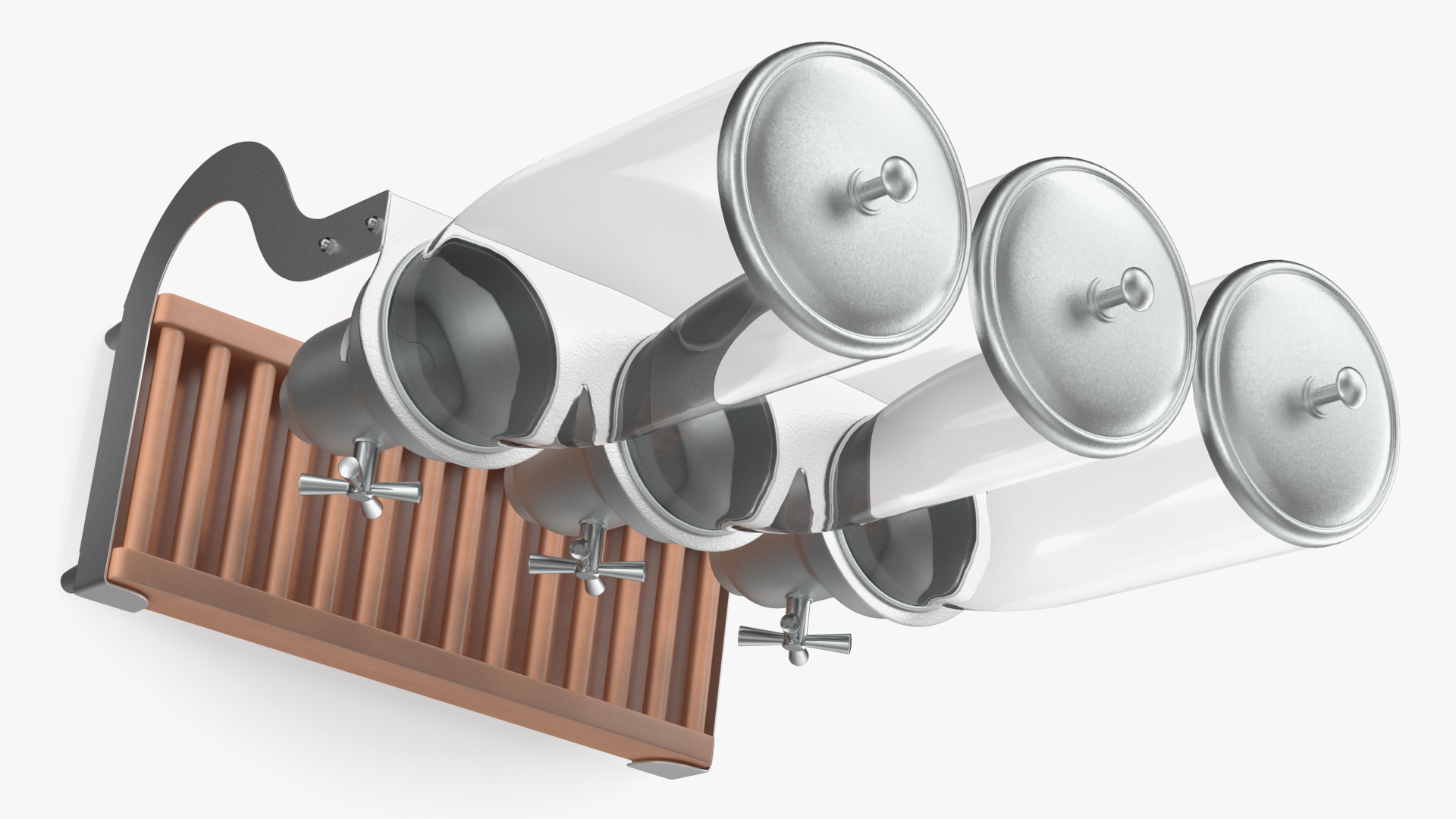 3D Triple Food Dispensers For Kitchen Wooden Base