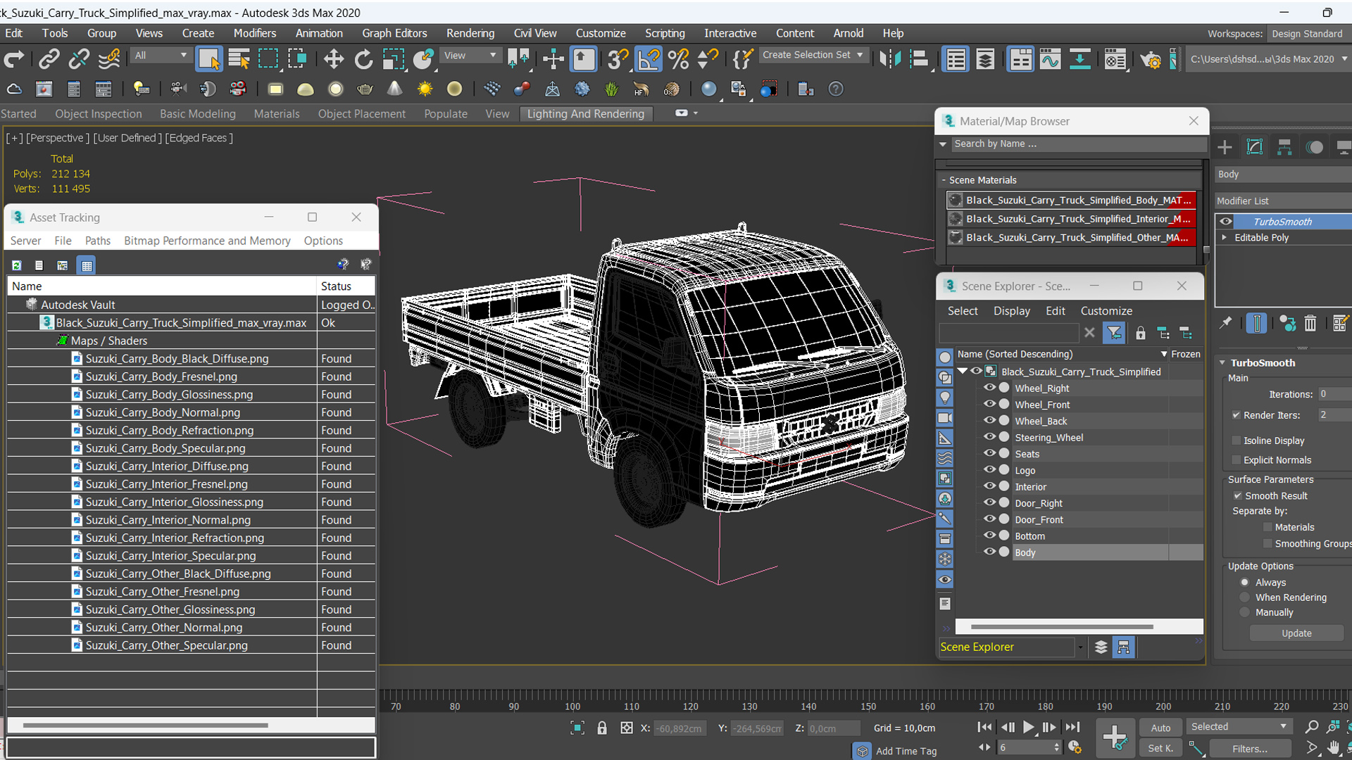 3D model Black Suzuki Carry Truck Simplified