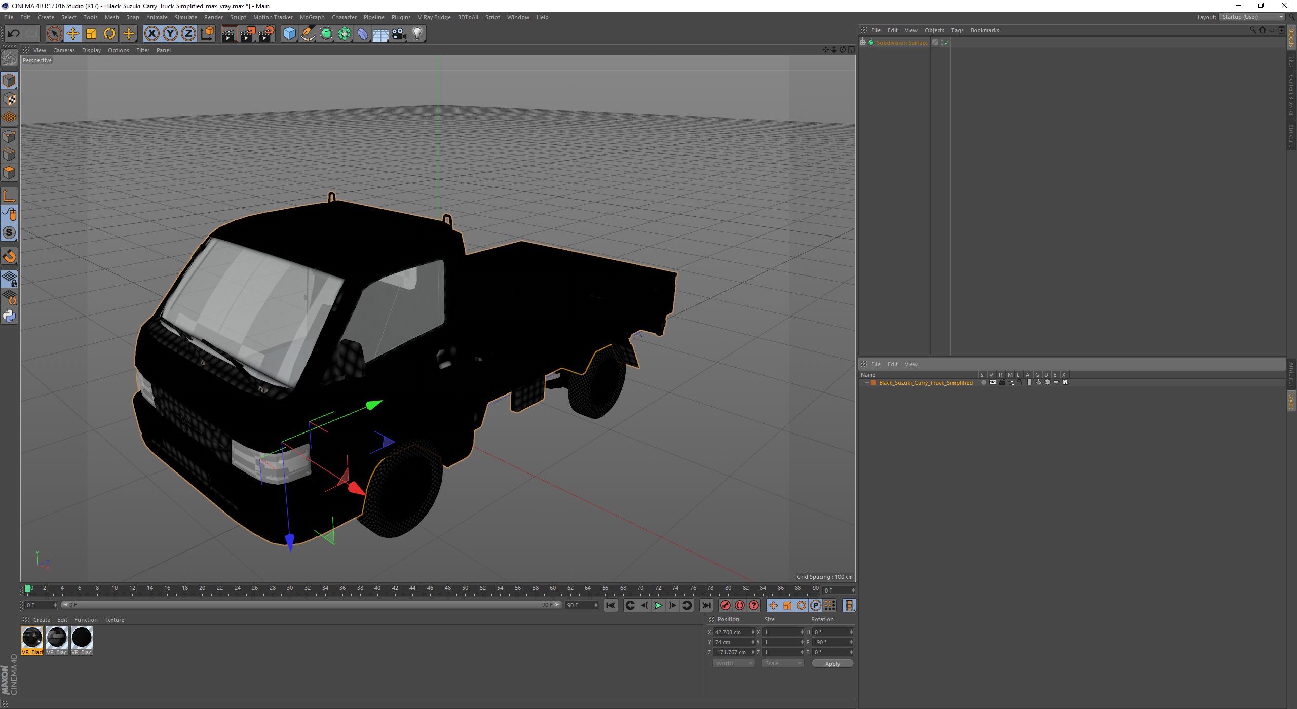 3D model Black Suzuki Carry Truck Simplified