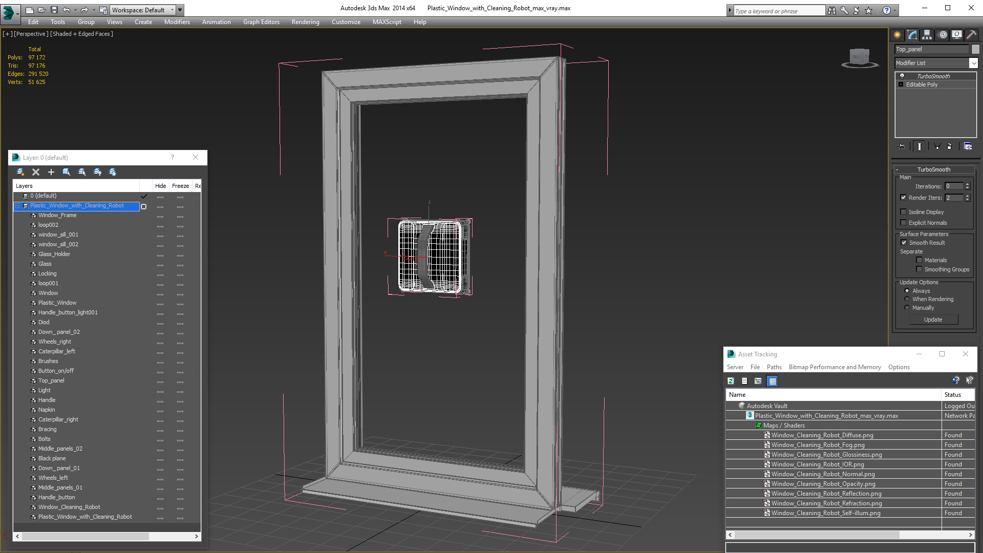 Plastic Window with Cleaning Robot 3D model