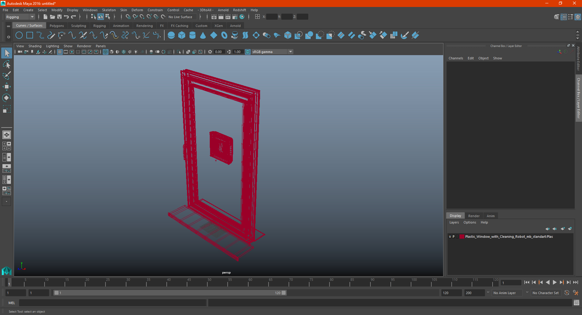 Plastic Window with Cleaning Robot 3D model