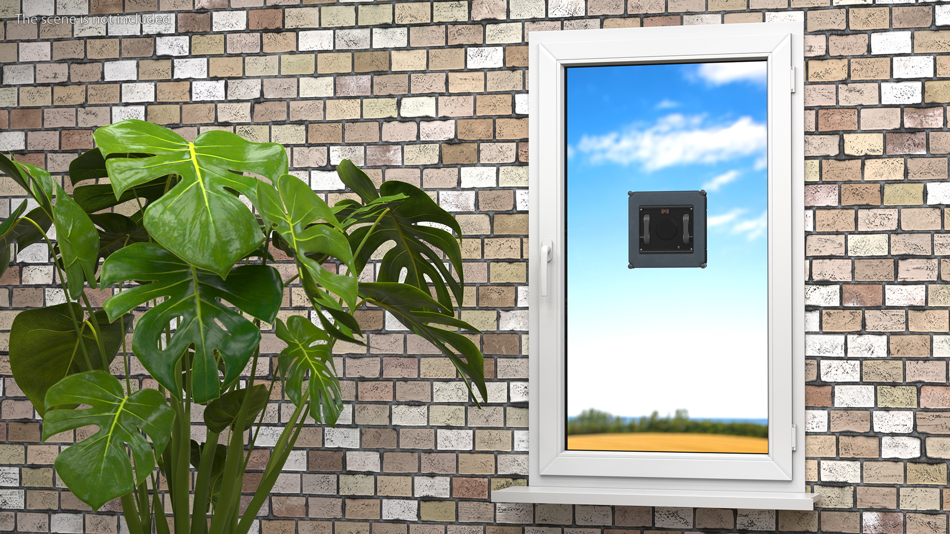 Plastic Window with Cleaning Robot 3D model