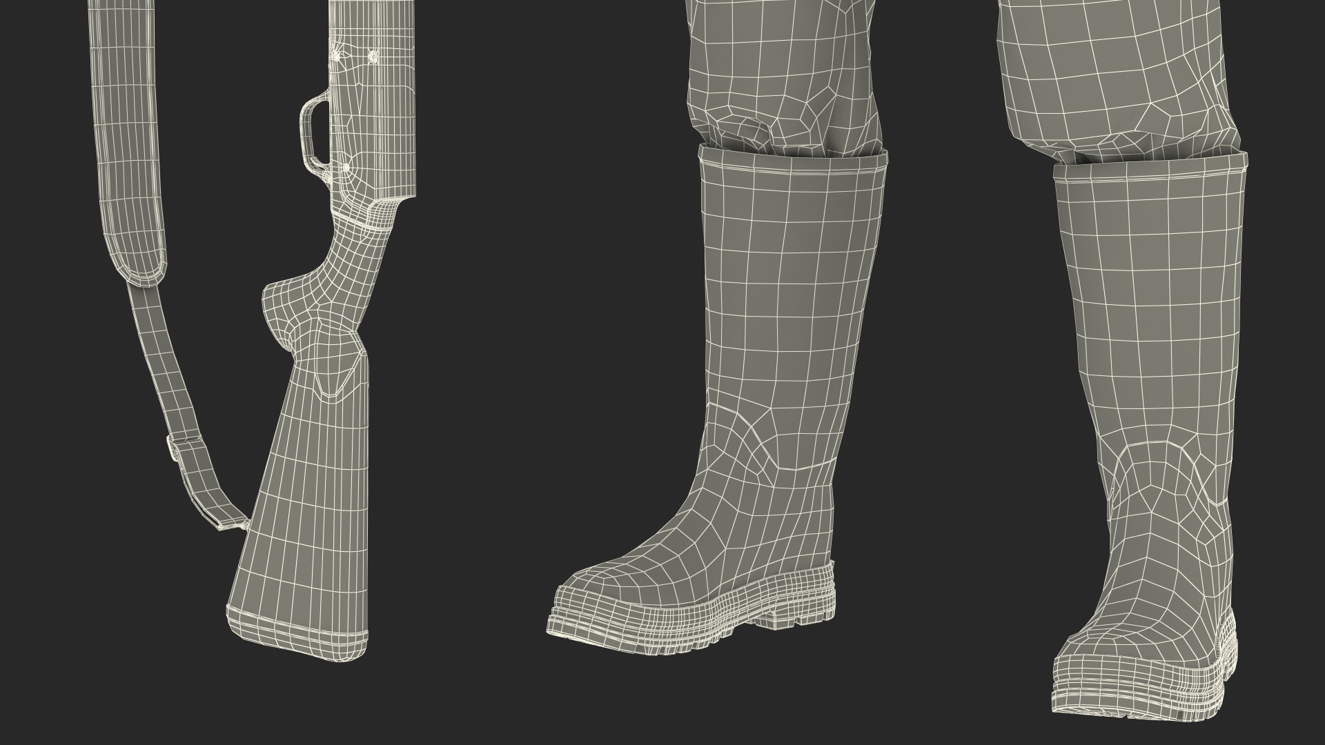 3D Duck Hunter With Gun A-pose in Forest Camo Fur