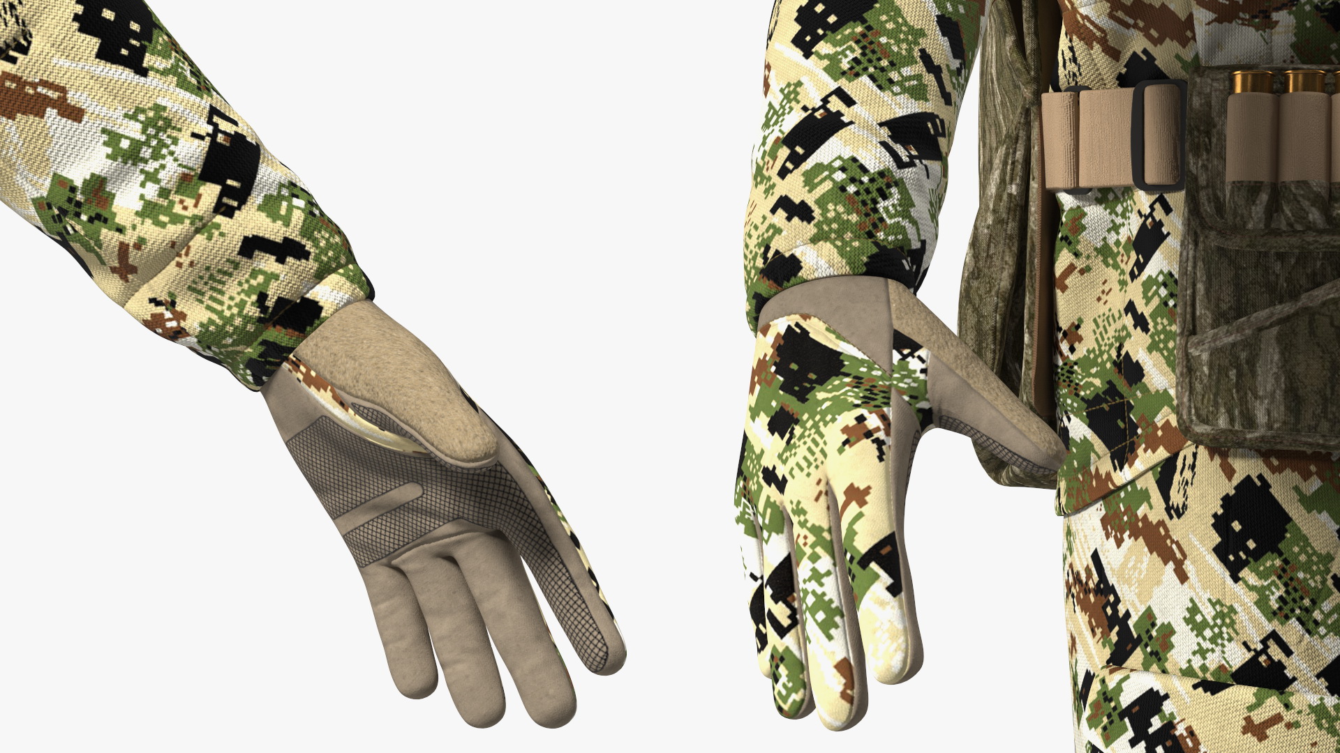 3D Duck Hunter With Gun A-pose in Forest Camo Fur
