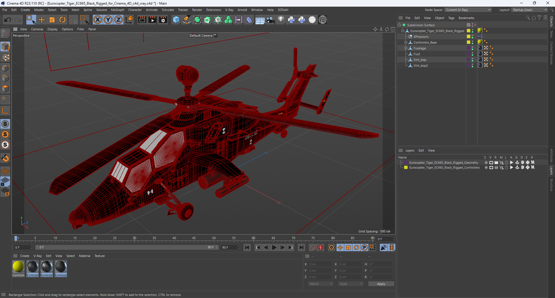 Eurocopter Tiger EC665 Black Rigged for Cinema 4D 3D model
