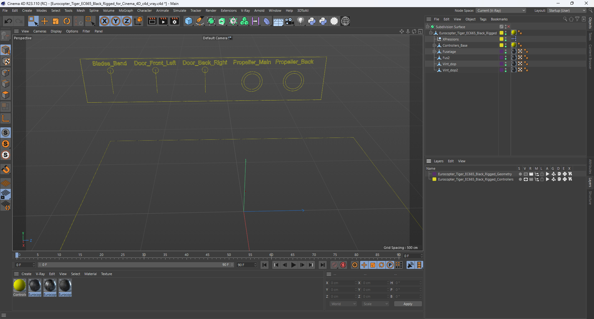 Eurocopter Tiger EC665 Black Rigged for Cinema 4D 3D model