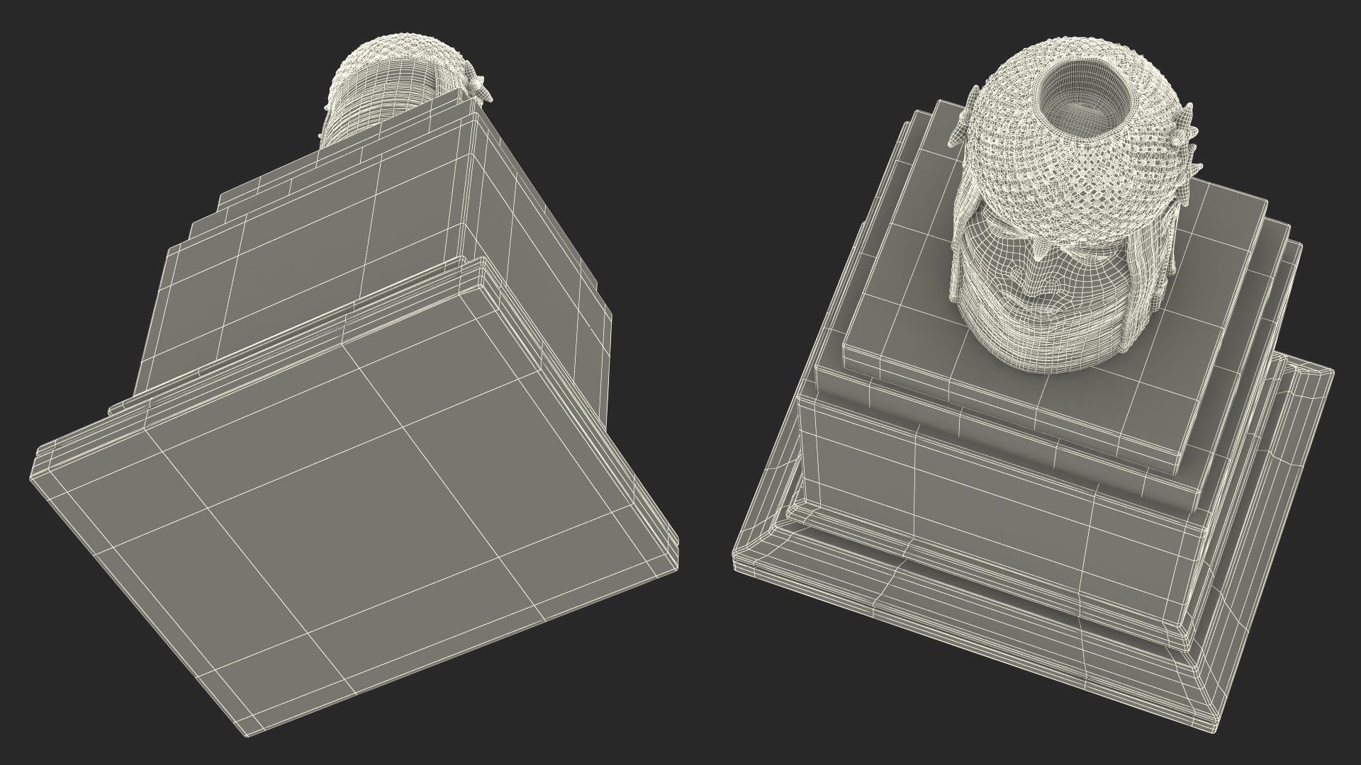 3D Benin Bronze Head Sculpture on a Pedestal