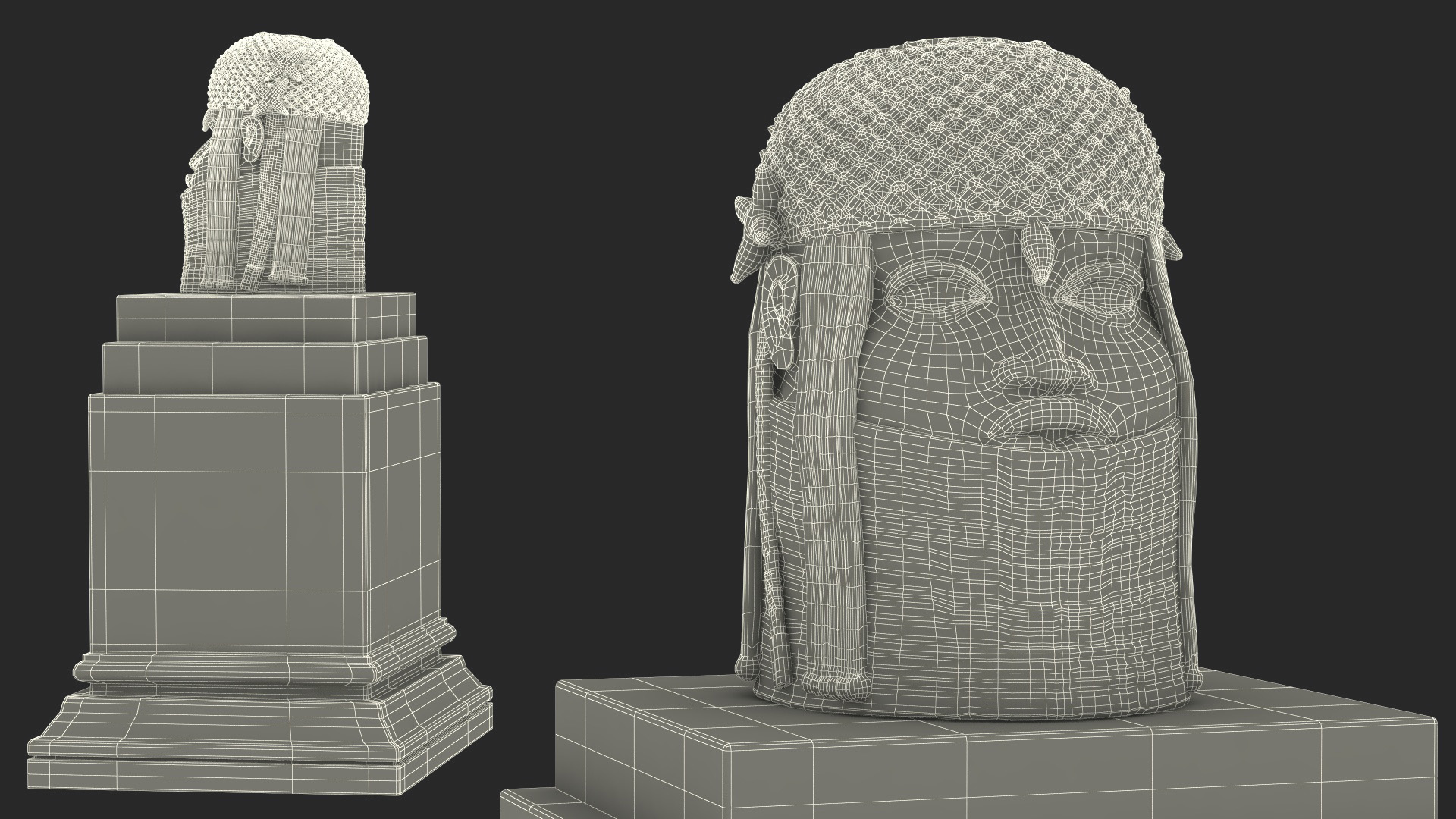 3D Benin Bronze Head Sculpture on a Pedestal