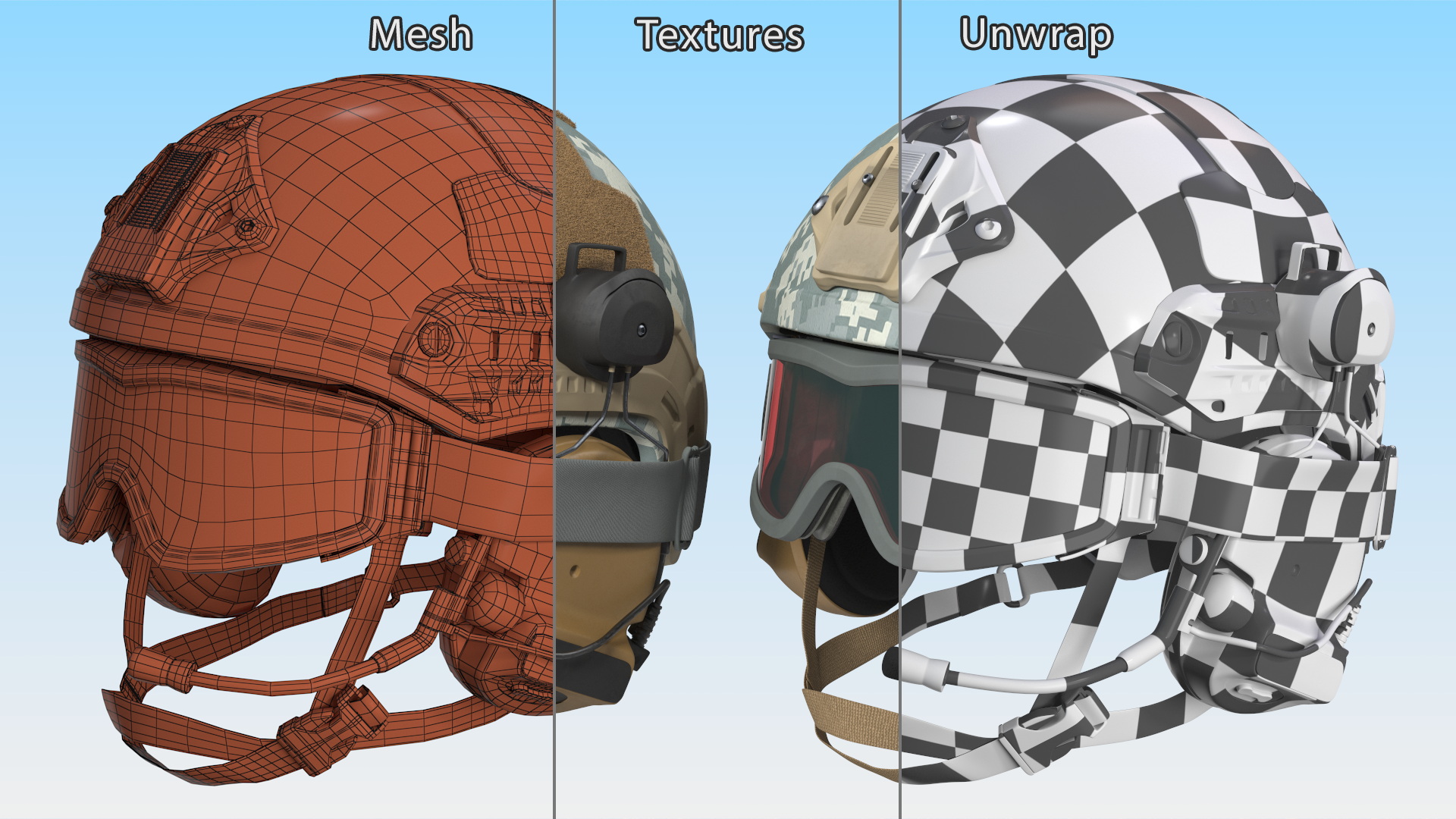 Tactical Gear Helmet Grey Camo with Goggles Fur 3D
