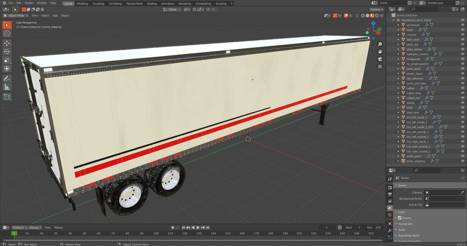 3D Standalone Semi Trailer model