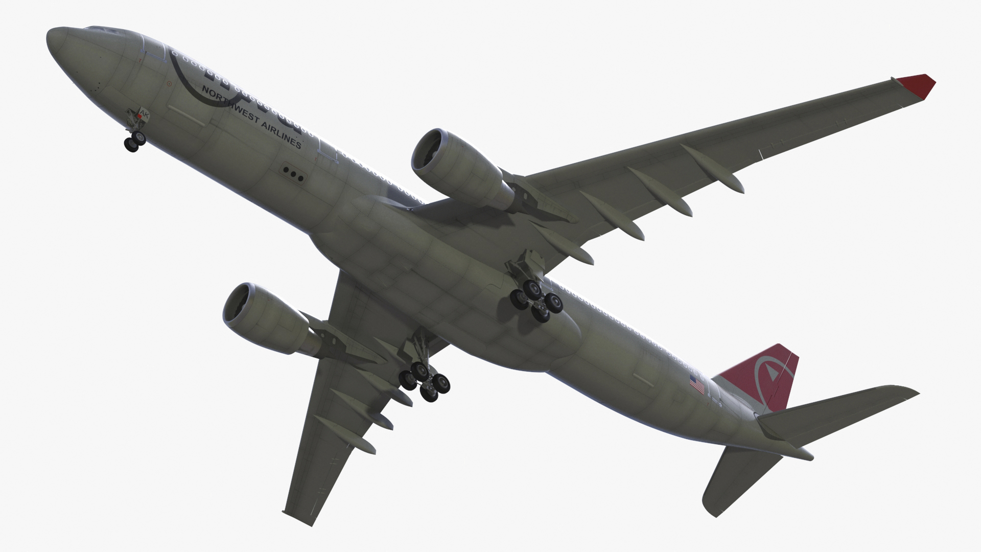 3D model Commercial Airliner Airbus A330-300 Northwest Airlines Rigged for Maya