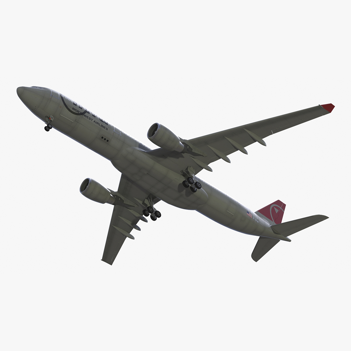 3D model Commercial Airliner Airbus A330-300 Northwest Airlines Rigged for Maya