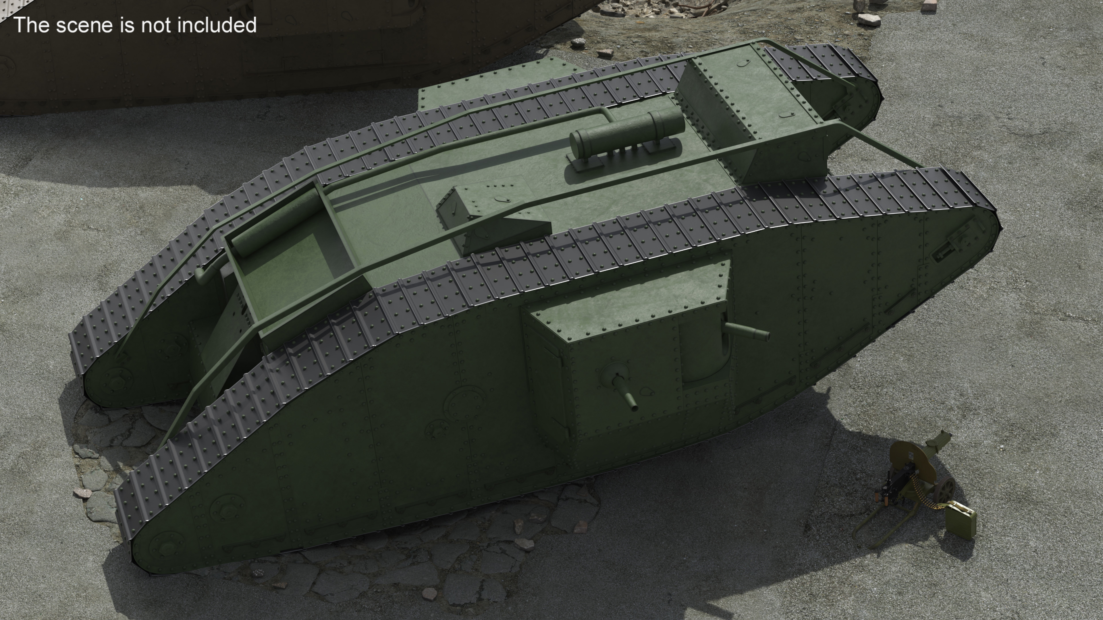 Tank MK 4 Male Green Rigged 3D