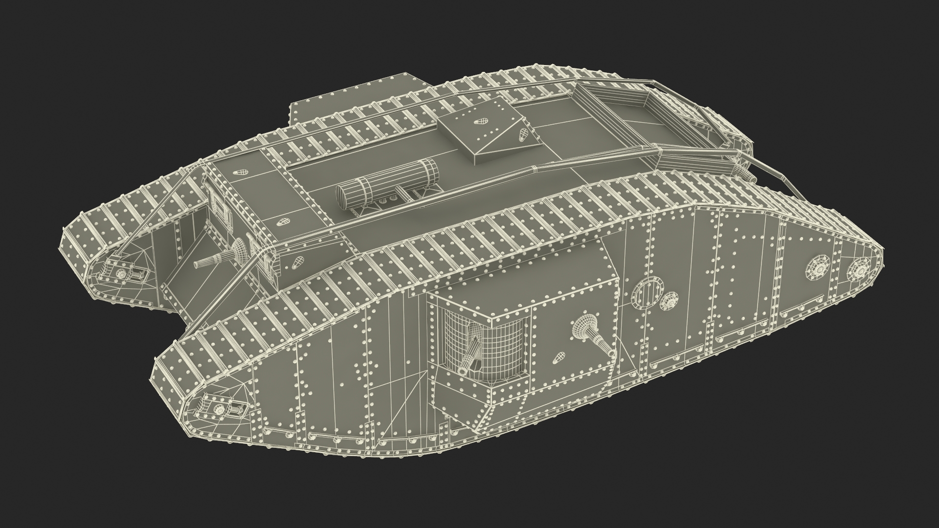 Tank MK 4 Male Green Rigged 3D