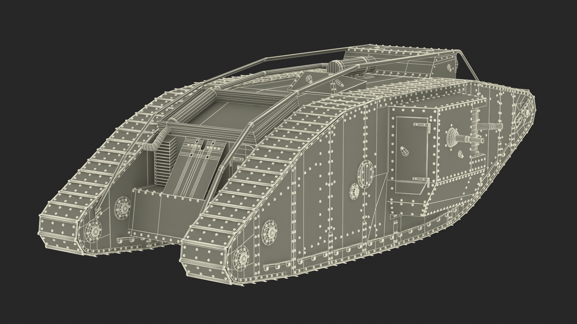 Tank MK 4 Male Green Rigged 3D