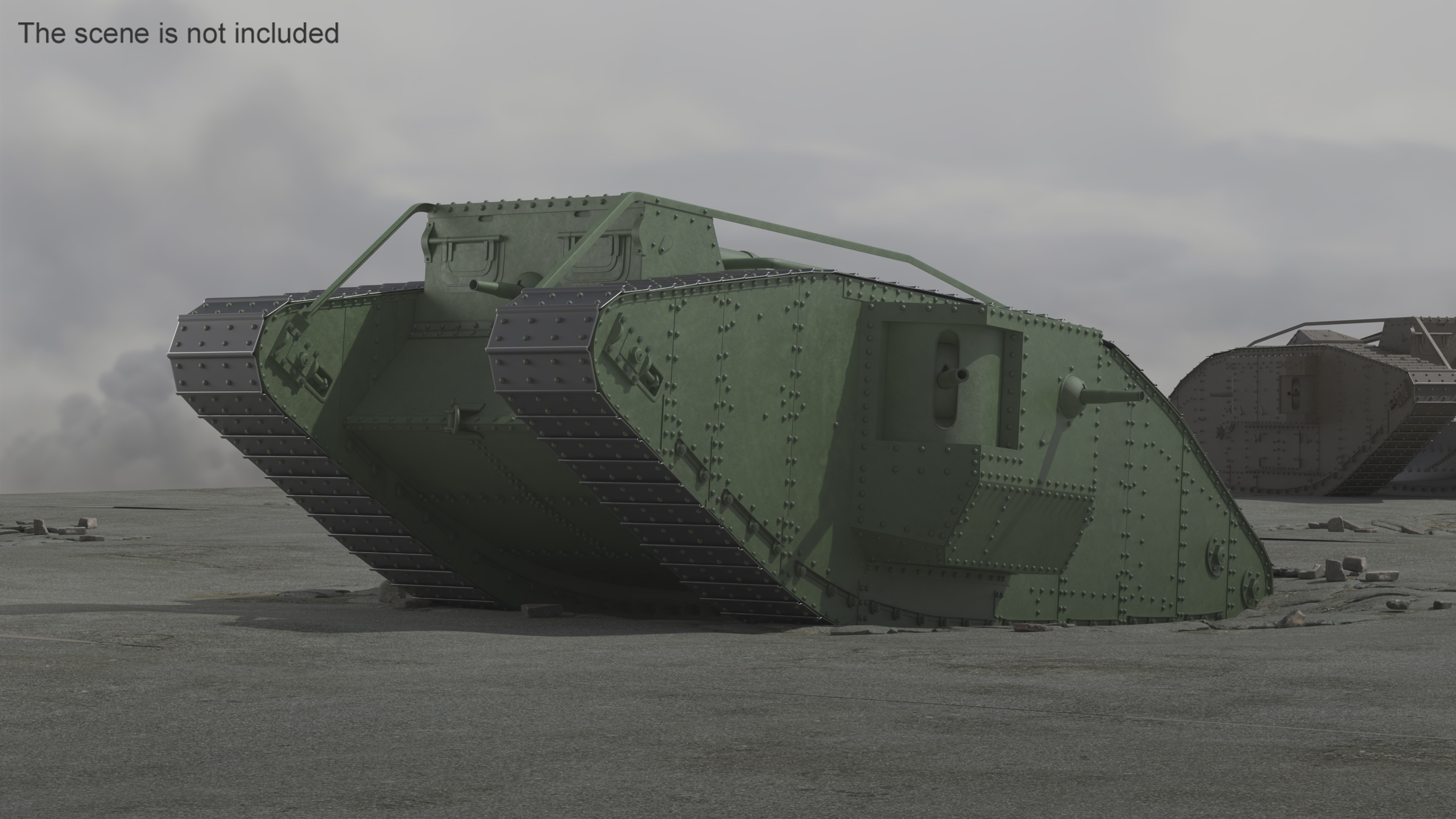 Tank MK 4 Male Green Rigged 3D