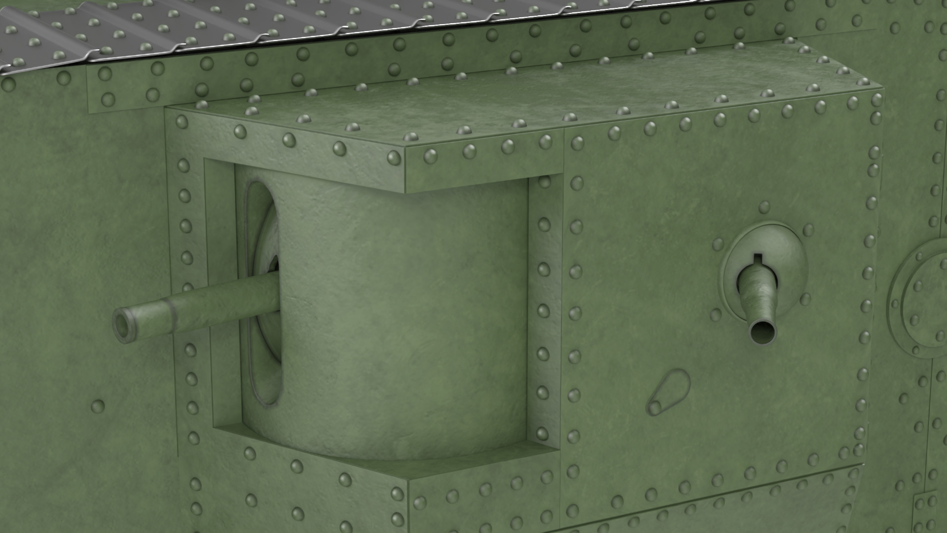 Tank MK 4 Male Green Rigged 3D