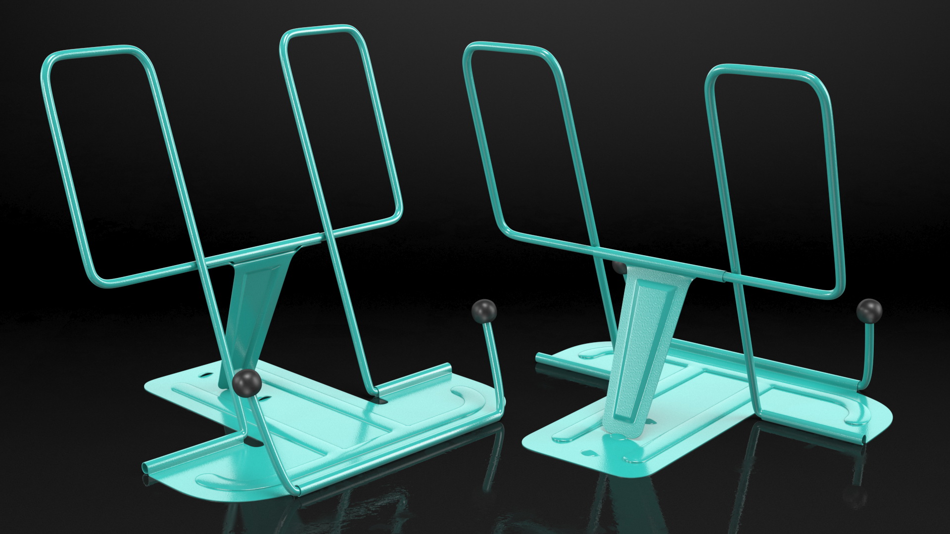 Folding Metal Book Stand Teal 3D model