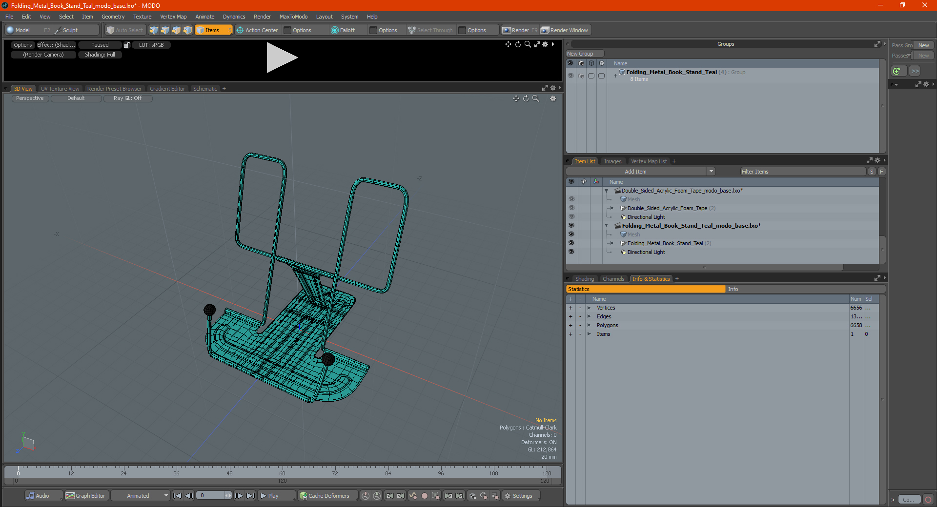 Folding Metal Book Stand Teal 3D model