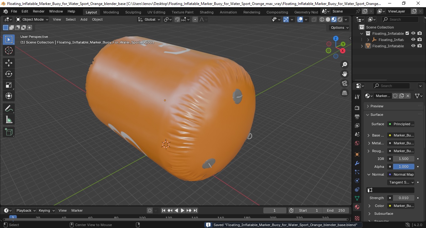 Floating Inflatable Marker Buoy for Water Sport Orange 3D model
