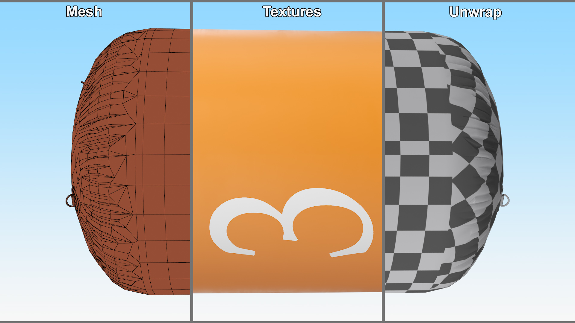 Floating Inflatable Marker Buoy for Water Sport Orange 3D model