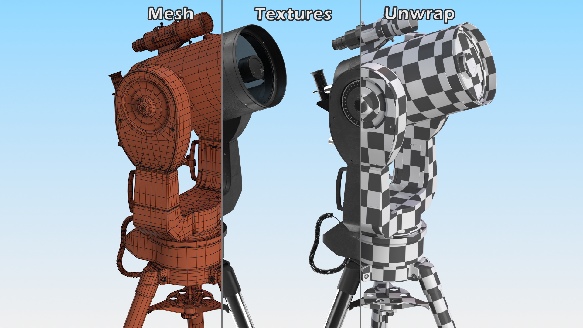 3D Telescope 8 Inch with Tripod model