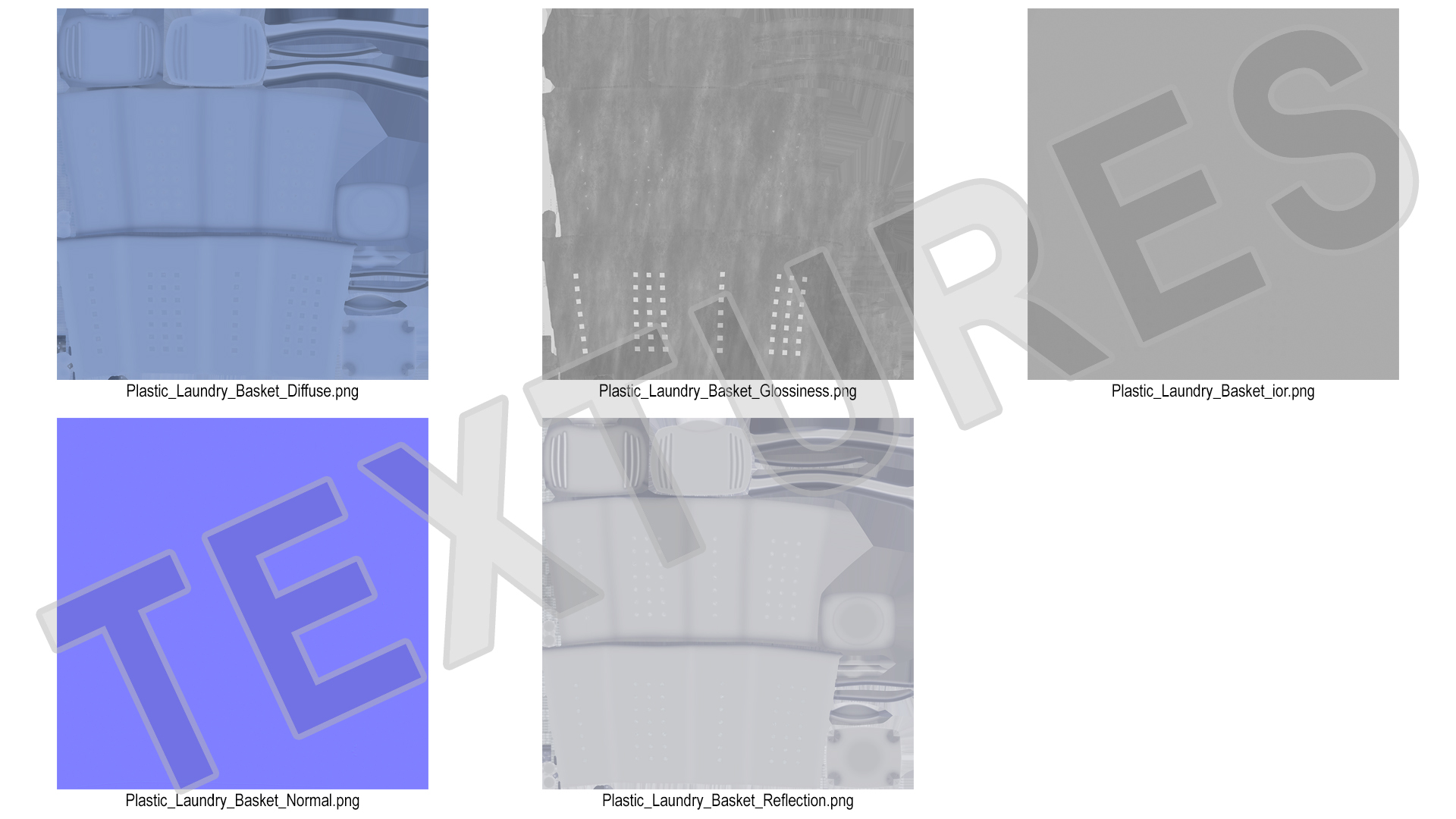 Plastic Laundry Basket Blue 3D