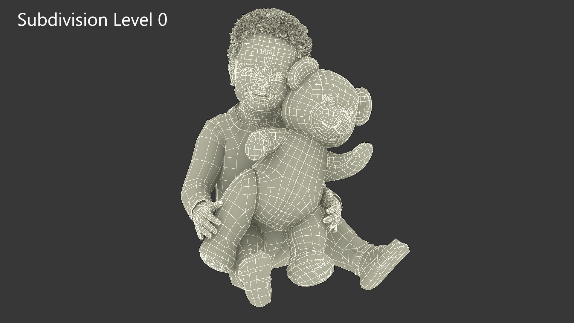 Little Black Boy with Teddy Bear Rigged 3D model
