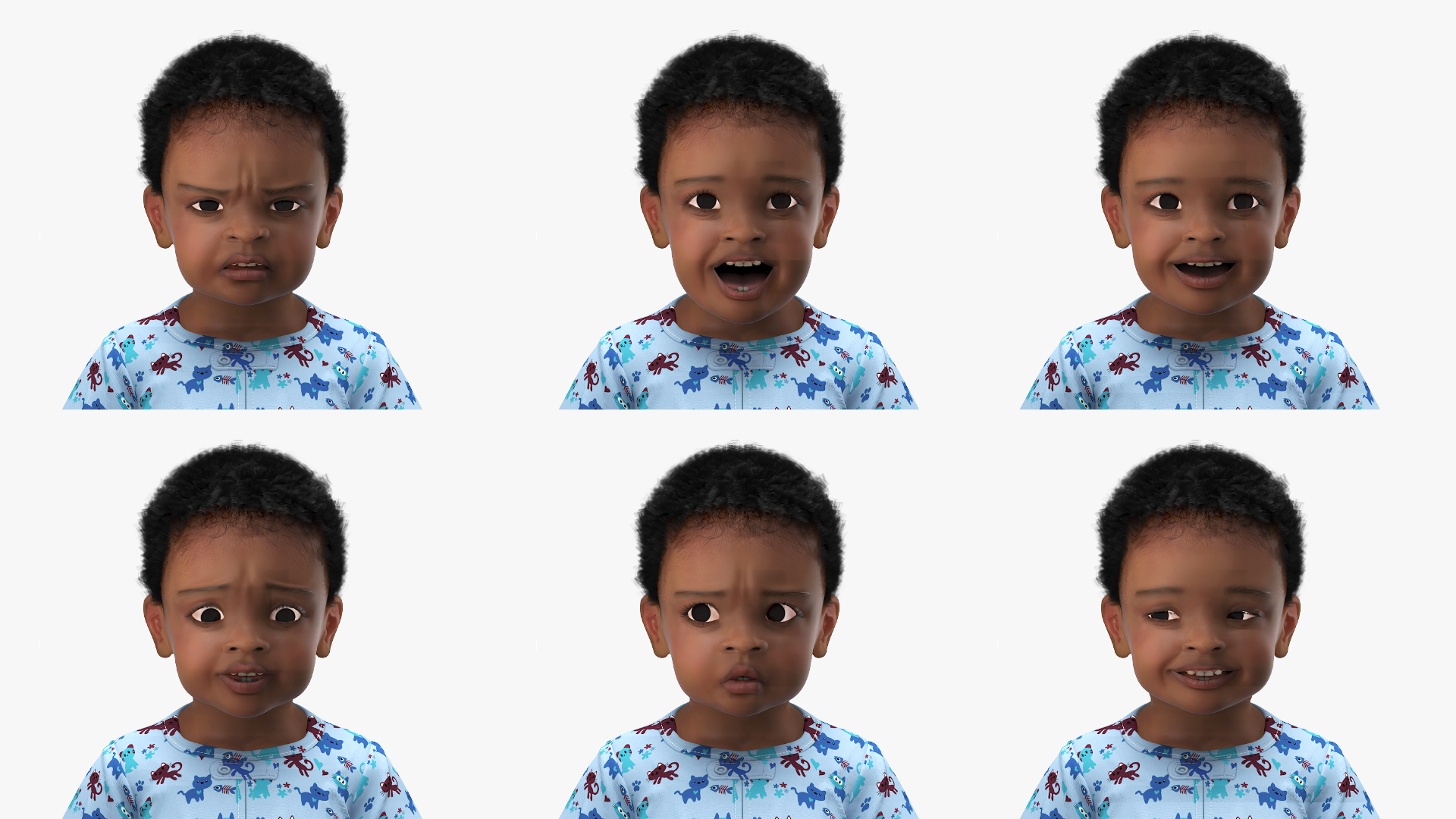 Little Black Boy with Teddy Bear Rigged 3D model