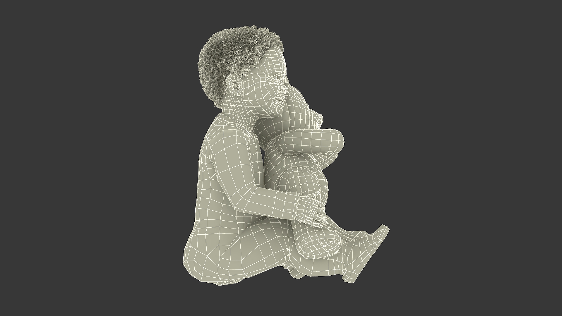 Little Black Boy with Teddy Bear Rigged 3D model