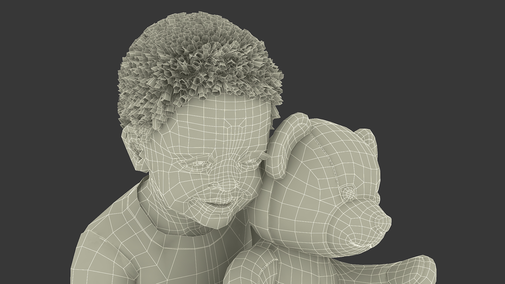 Little Black Boy with Teddy Bear Rigged 3D model