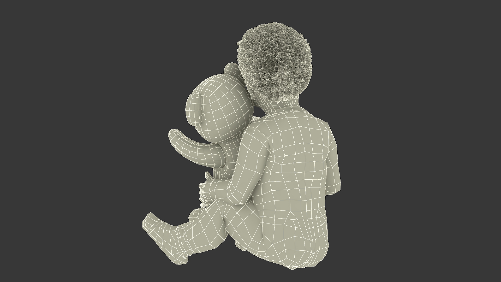 Little Black Boy with Teddy Bear Rigged 3D model