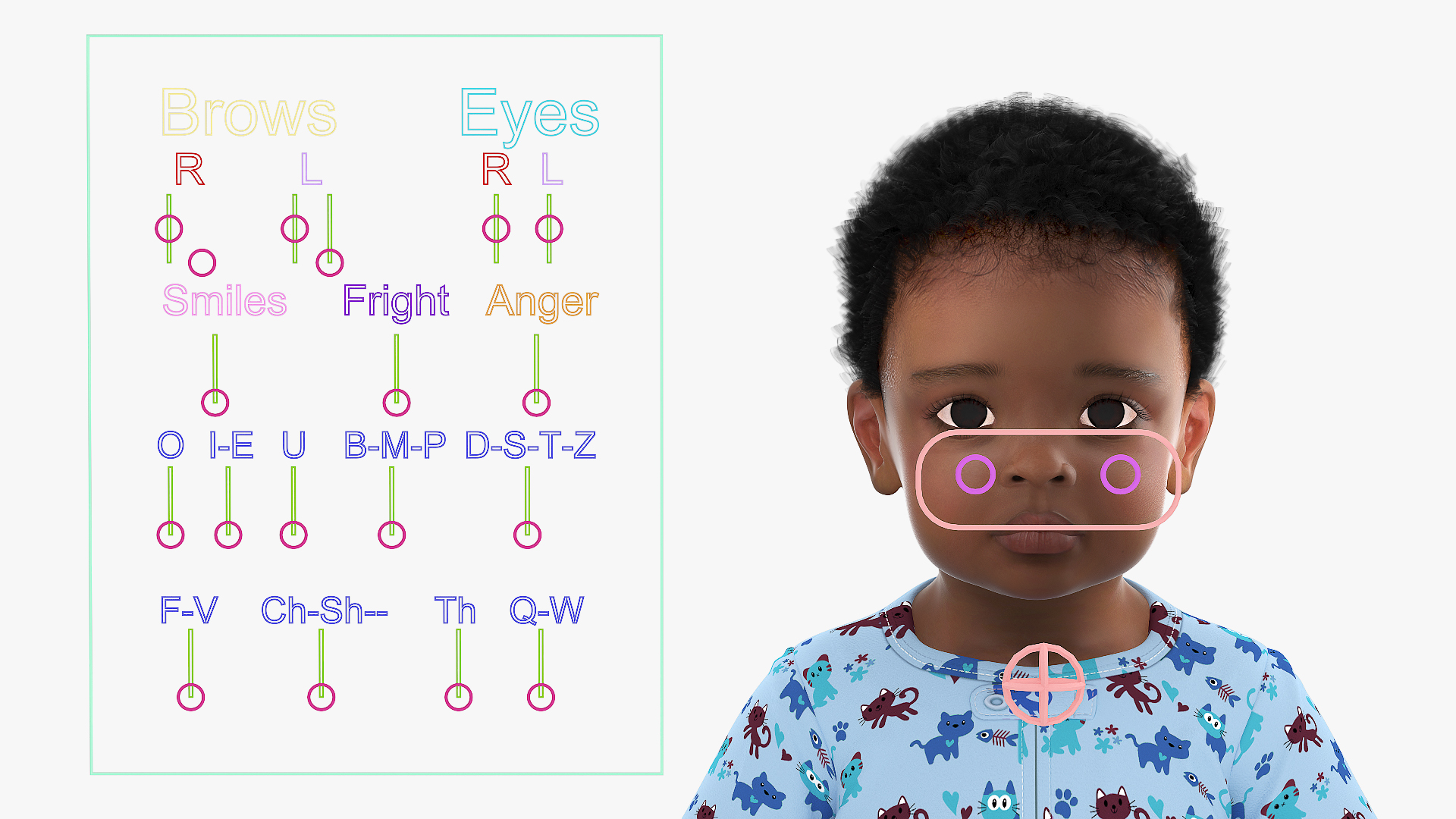 Little Black Boy with Teddy Bear Rigged 3D model