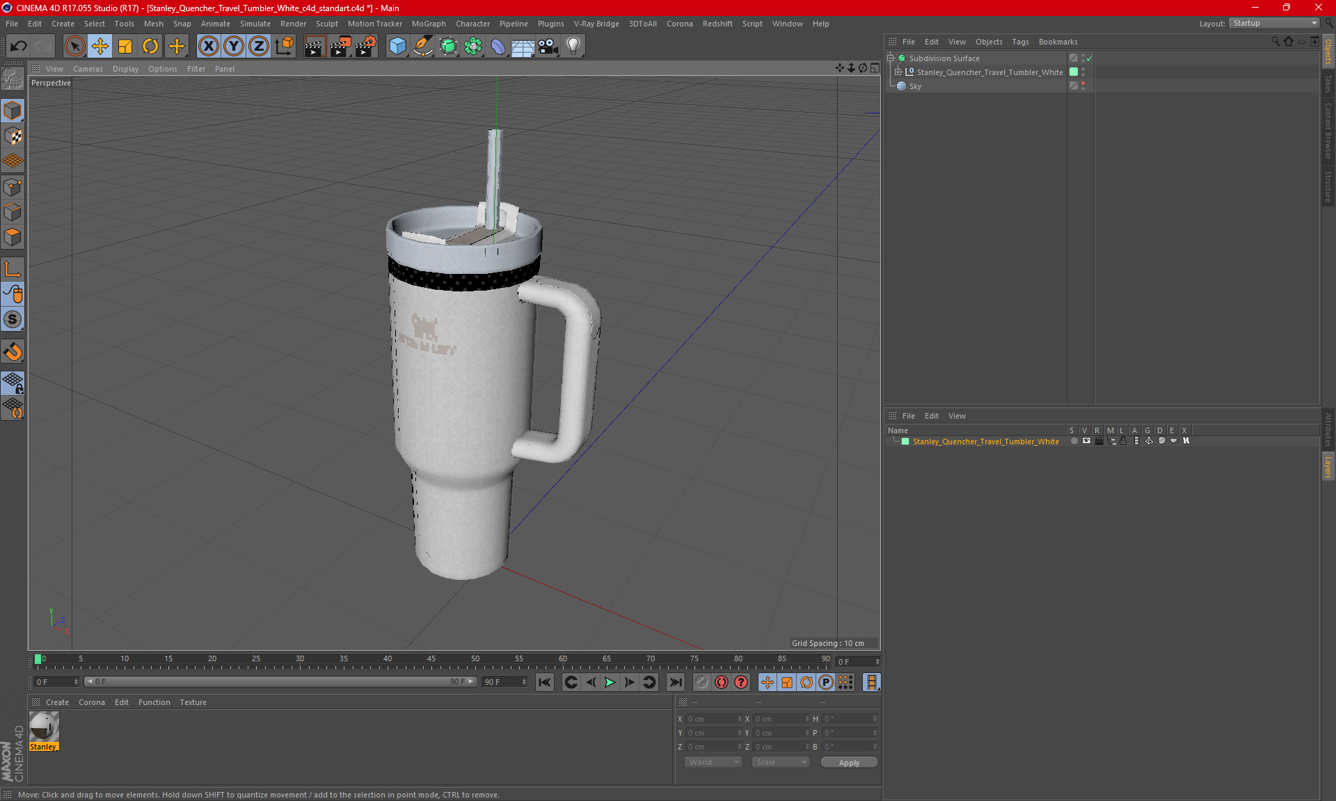 Stanley Quencher Travel Tumbler White 3D