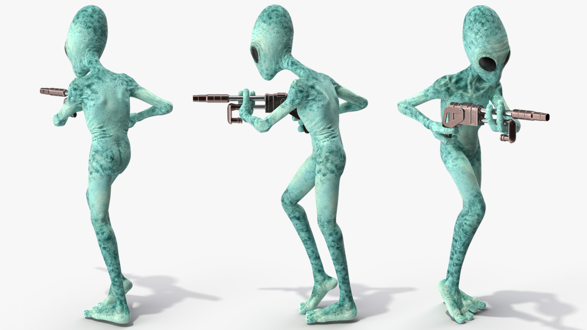 Extraterrestrial Alien Attacking Pose 3D