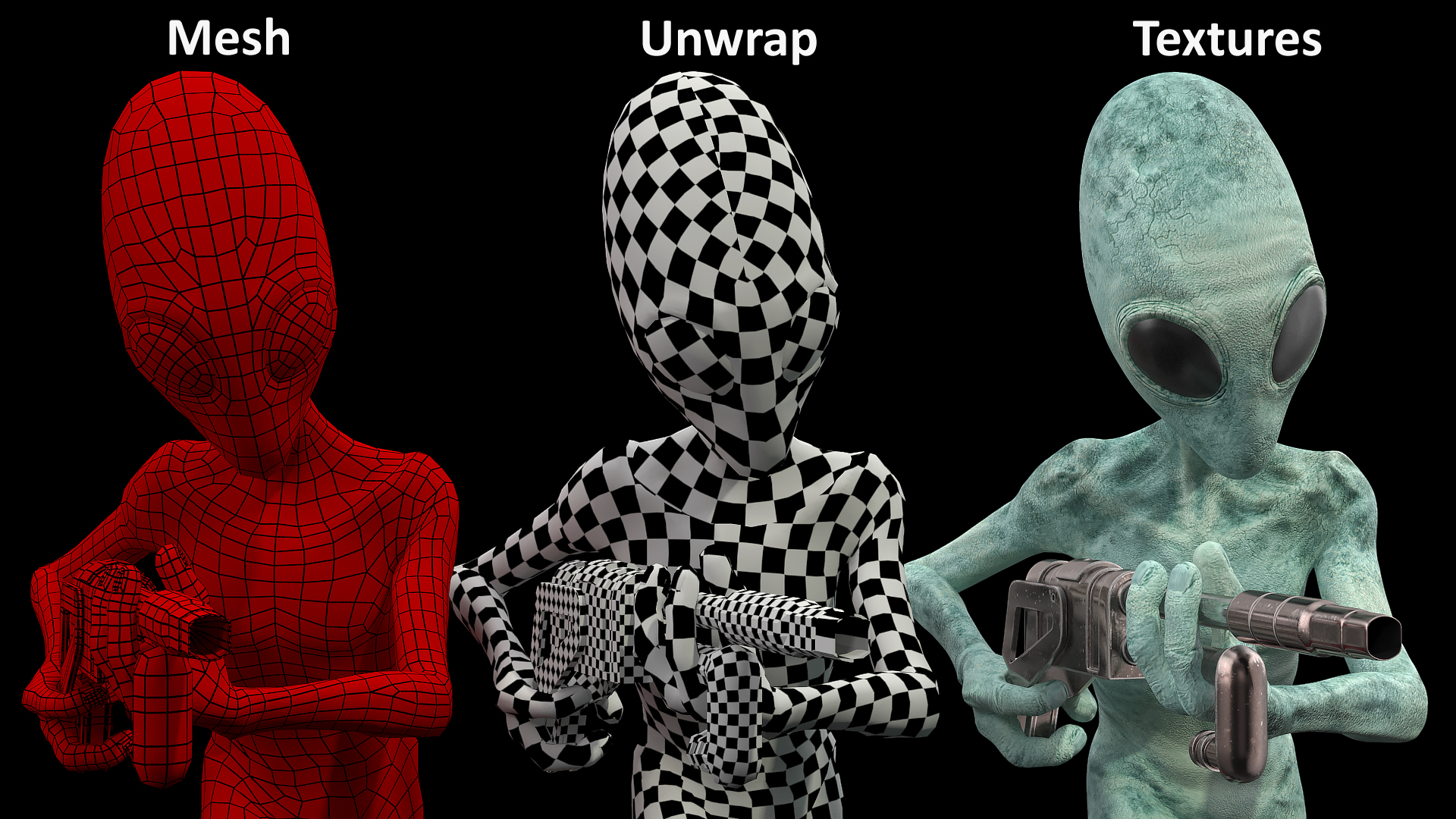 Extraterrestrial Alien Attacking Pose 3D