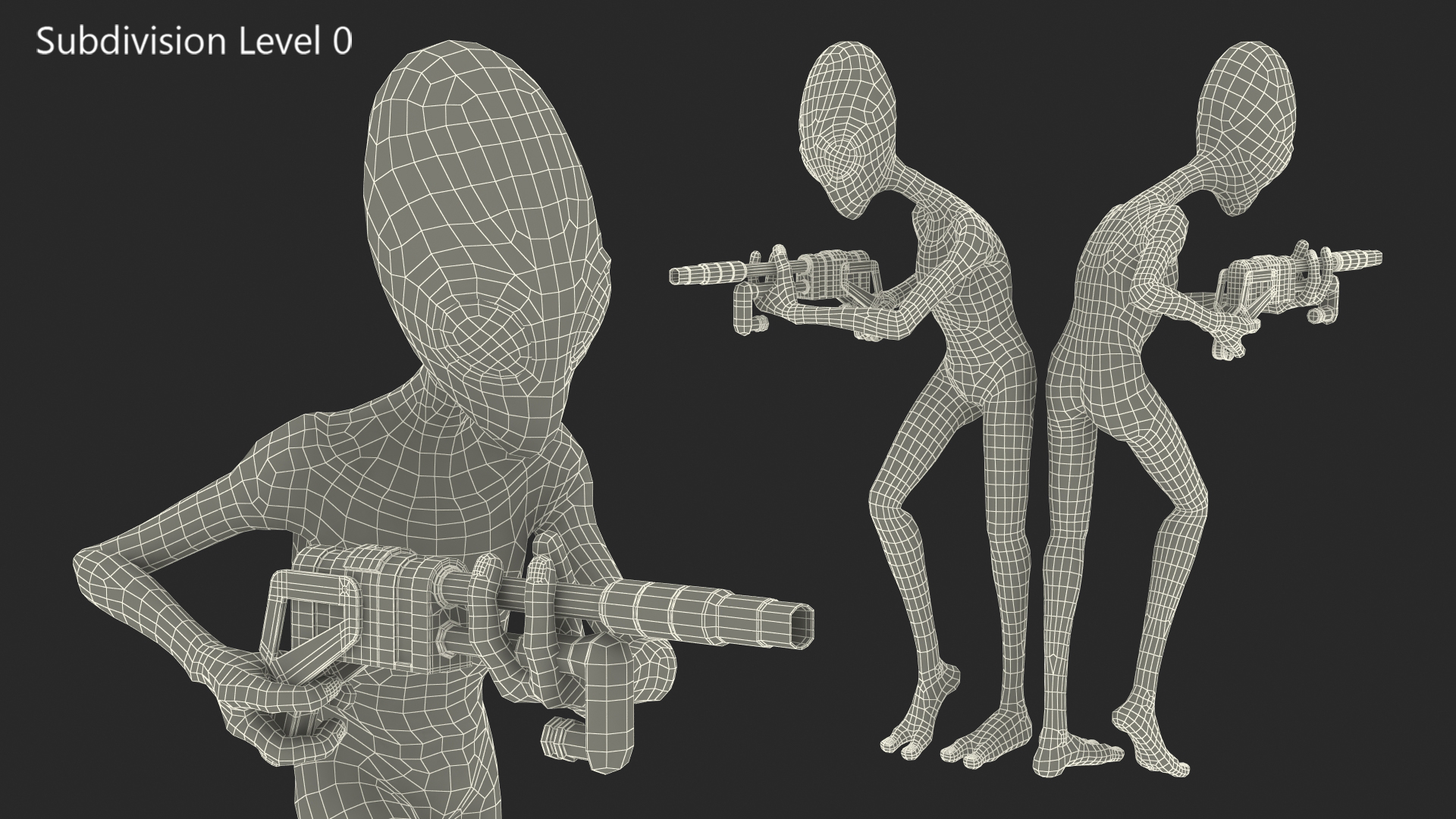 Extraterrestrial Alien Attacking Pose 3D