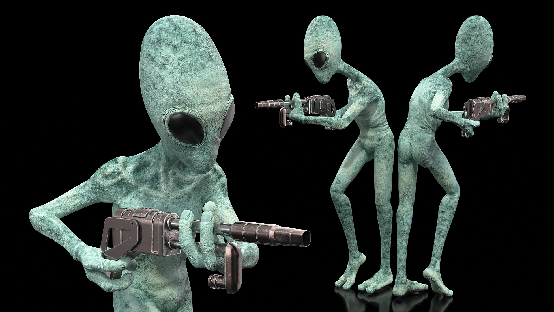 Extraterrestrial Alien Attacking Pose 3D