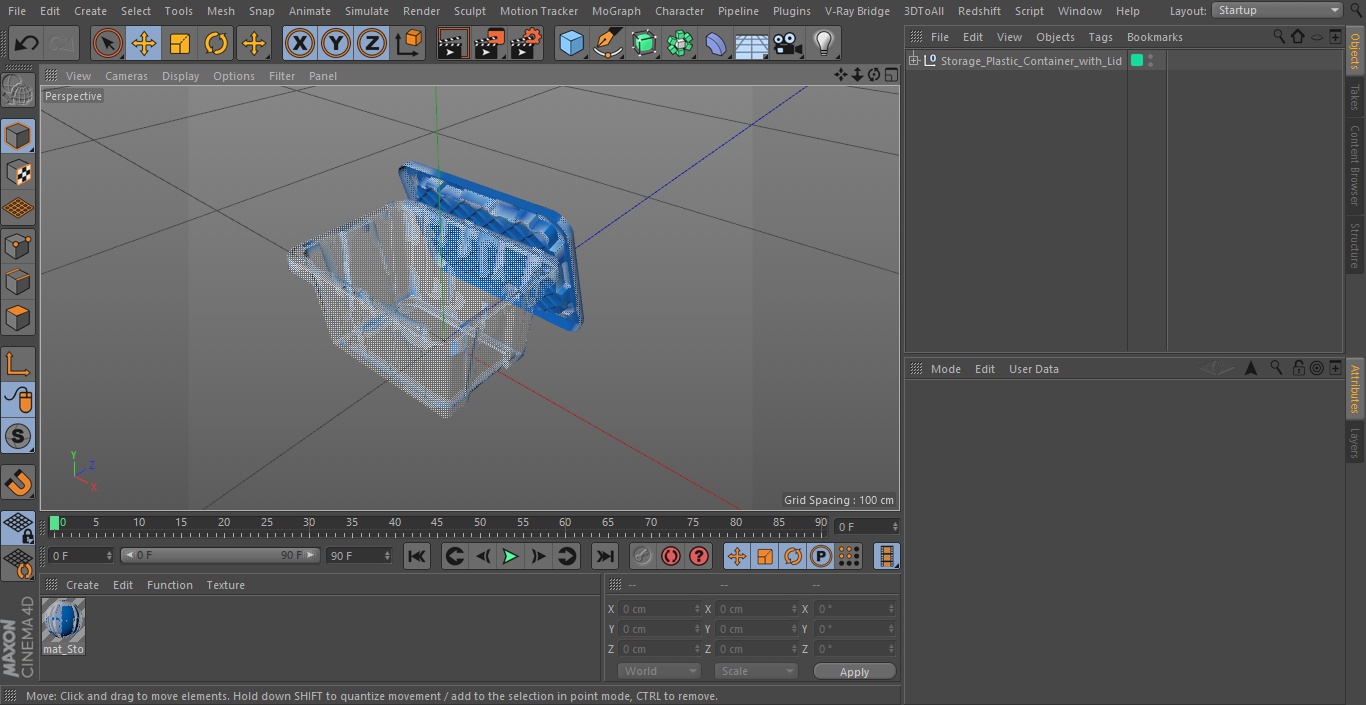 Storage Plastic Container with Lid 3D model