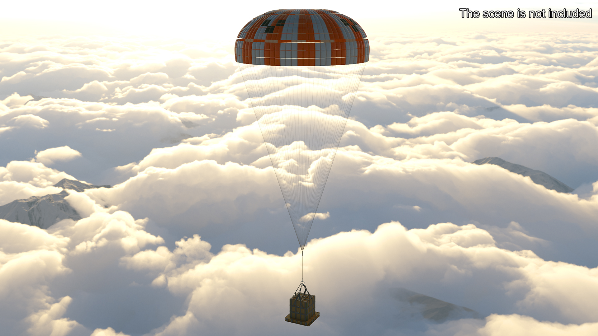 3D Elevating Parachute System Single for NASA Cargo model
