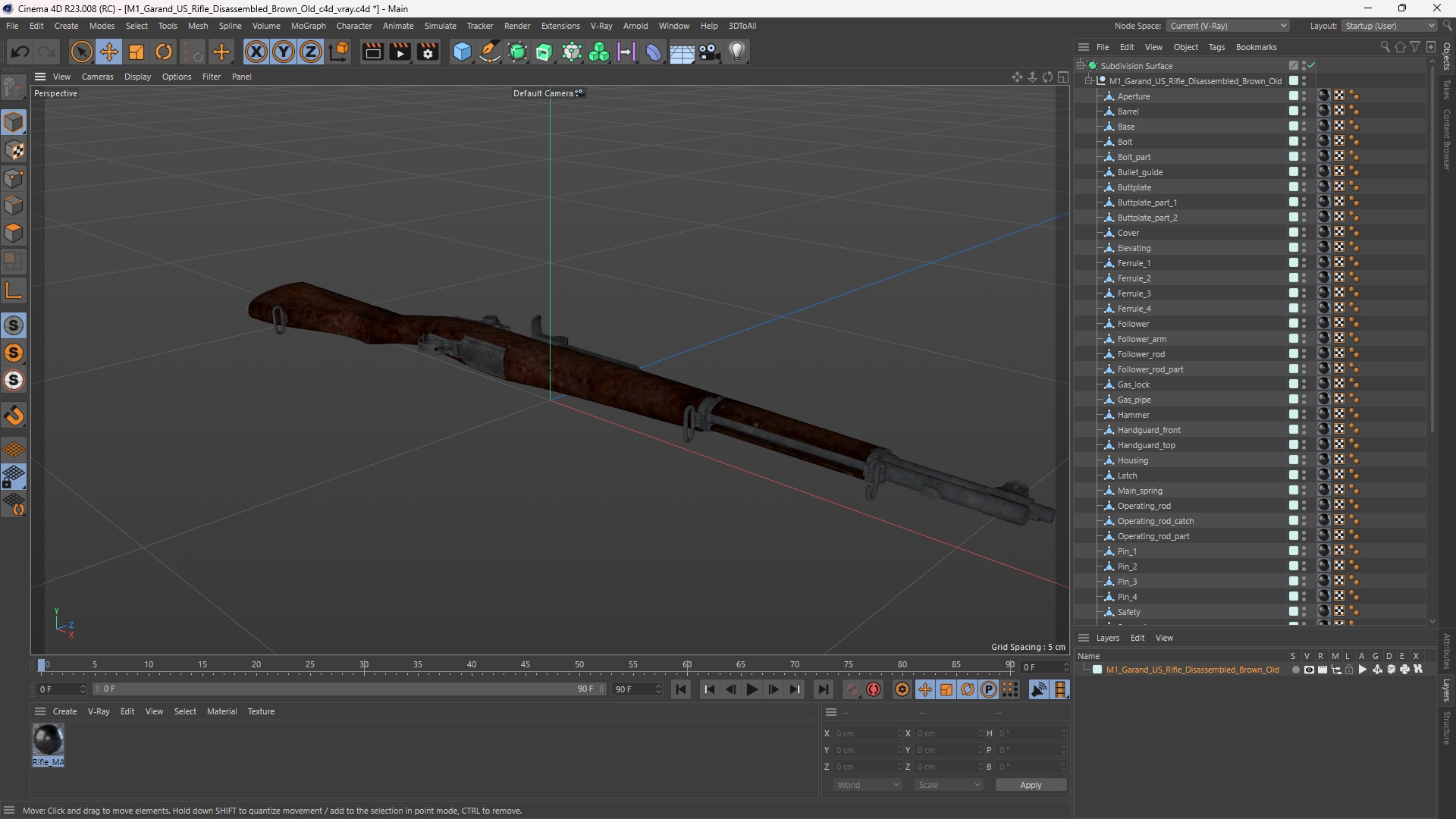 M1 Garand US Rifle Disassembled Brown Old - view 12