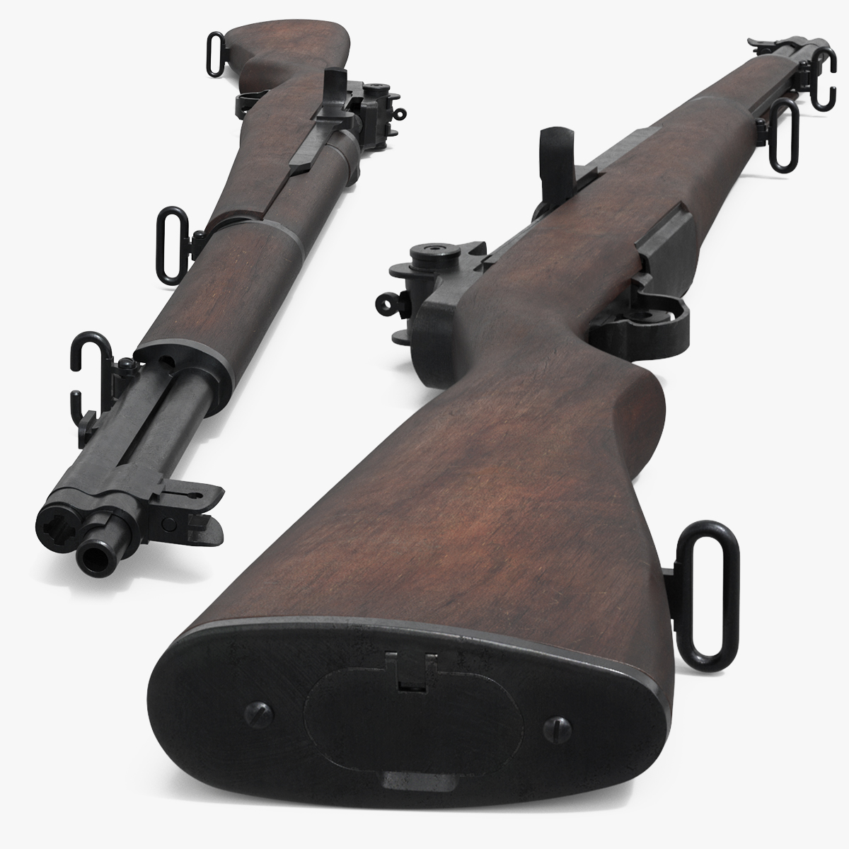 M1 Garand US Rifle Disassembled Brown Old 3D model preview