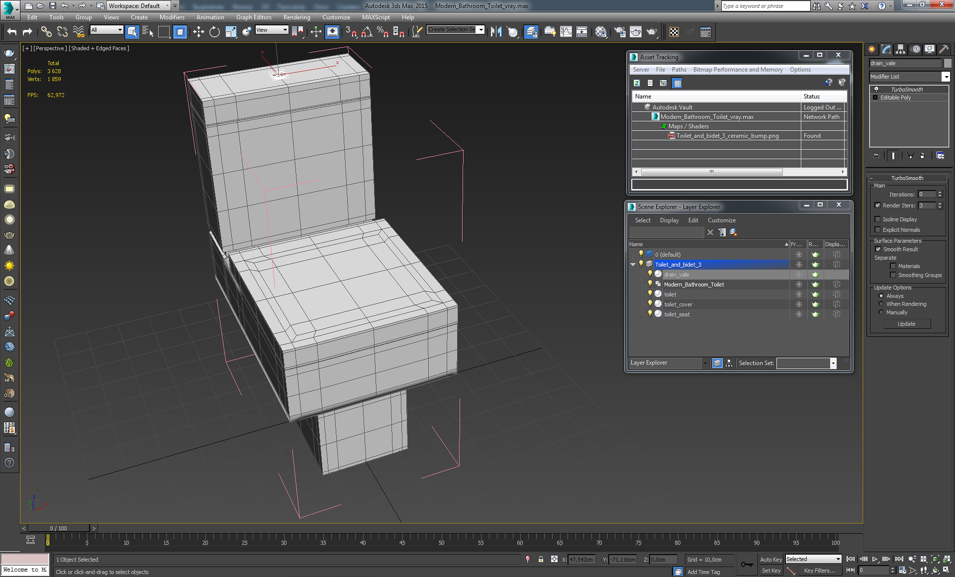 Modern Bathroom Toilet 3D